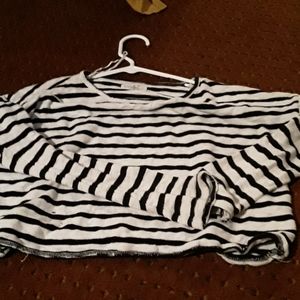Black and white striped crop top